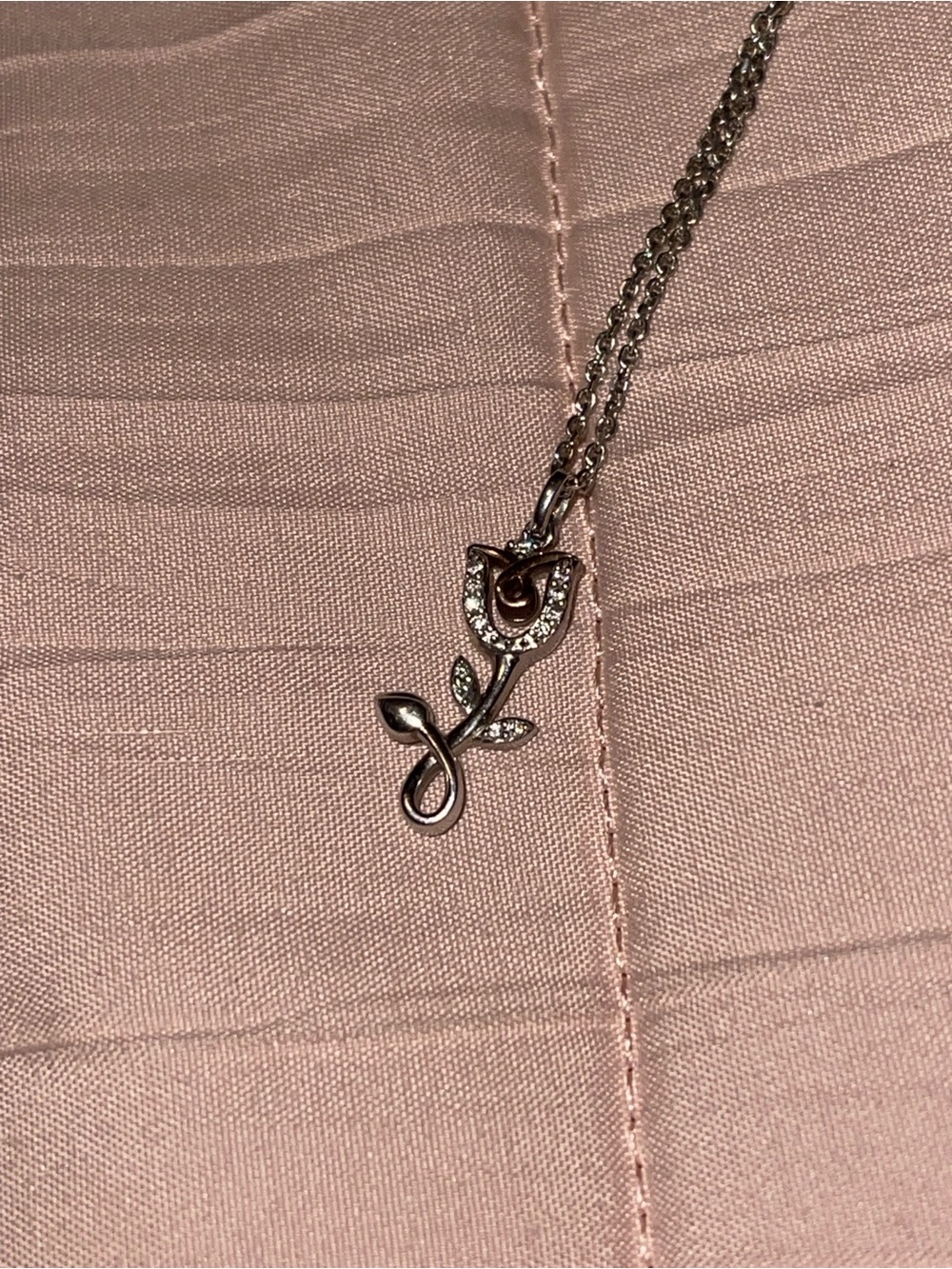 Hallmark Diamonds Flower Necklace 1/15
tw Sterling Silver & 10K Rose Gold 18"
